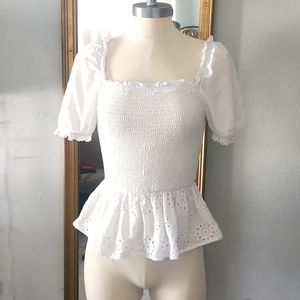 Peplum puff sleeve Alice Blue